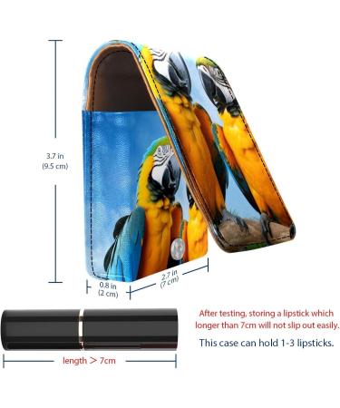 Blue Prairie Bird Lipstick Case - Leather Lip Gloss Organizer with Mirror | Mini Lipstick Holder Bag - Buy Online on GoSupps.com