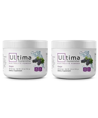 Electrolyte Powder - Balanced, Hydrating Electrolyte Replacement - 30 Serving Canisters - Grape - 3.6 Ounces Each (Pack of 2)