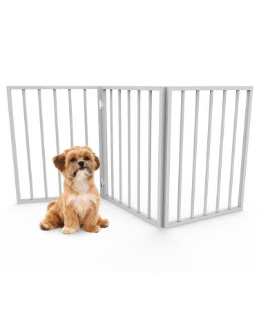 PETMAKER Pet Gate  Dog Gate for Doorways, Stairs or House Freestanding, Folding, Accordion Style, Wooden Indoor Dog Fence (24-Inch, White)
