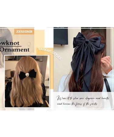 Wendalern Bow Ribbon Hair Holder Black Silk Bow Hair Scrunchies Satin Bow Hair Rope Band Ponytail Holder Bowknot Elastic Hair Ropes Ribbon Hair Tie Bows Hair Accessories for Women and Girls - Buy Online on GoSupps.com