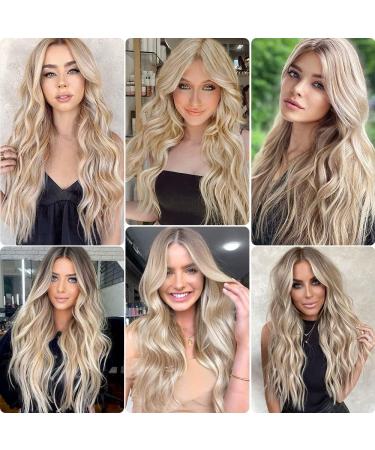 Bleach Blonde Long Wavy Clip in Hair Extensions - 4pcs Full Head Synthetic Fiber Hair Pieces for Women - Buy Online on GoSupps.com