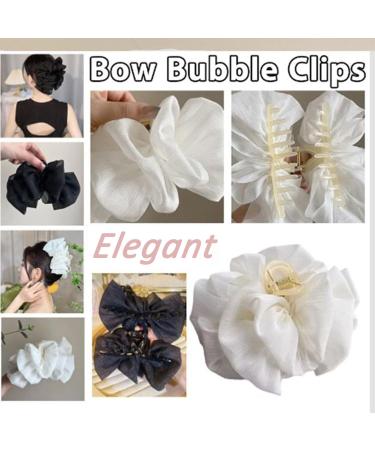 Bow Bubble Clips Bow Hair Claw Clips Claw Clips For Thick Hair Thick Hair Claw Clips For Long Hair Hair Clips for Thin Hair Women Large Puffy Chiffon Elegant Bubble Bow Hair Claw Clip (2pcs-D) - Buy Online on GoSupps.com