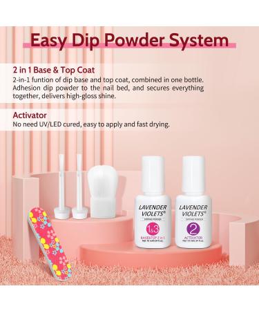 Lavender Violets 12 Pcs Dip Powder Nail Kit 6 Colours Nude Pink Shimmer Salmon Bright Red Dipping Powder Liquid Set with Base & Top Coat Activator Starter French Nail Art Manicure M208 - Buy Online on GoSupps.com