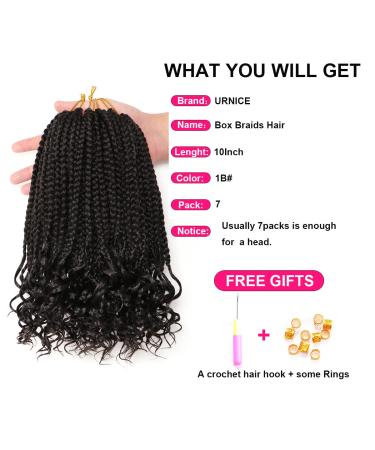 7 Packs 10 Prelooped Crochet Box Braids with Curly Ends for Black Women - 1B# Hair - Buy Online on GoSupps.com