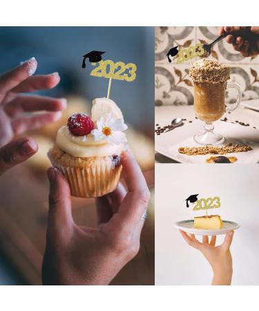 INDKOPVA Graduation Cupcake Toppers 2023 Black and Gold 25Pcs Girls Grad Cap Food Cake Graduation Party Wrappers Cake Decorations Diploma Cupcake Picks for Cake Graduation Party Supplies (Girl) - Buy Online on GoSupps.com
