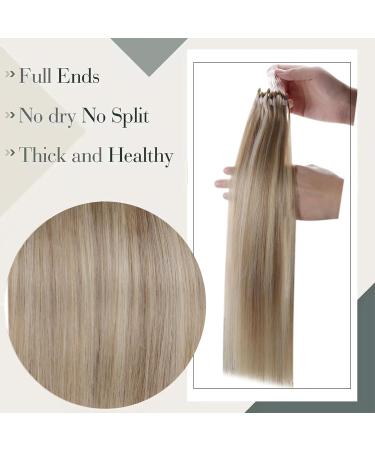 LAAVOO Microring Extensions | Real Human Hair Blond 1g/S Ashblond & Goldblond Highlights 35cm Length 50g #16/25 #16/24 - Premium Remy Hair Extensions - Buy Online on GoSupps.com