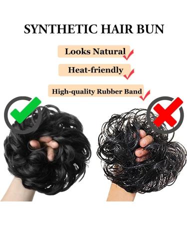 Hair Bun Hairpiece for Women Synthetic Messy Bun Hair Piece Tousled Updo Hair Buns Extension Elastic Band Curly Chignon Scrunchie Ponytail Extension for Women Hair Chignons(AM41-2) - Buy Online on GoSupps.com