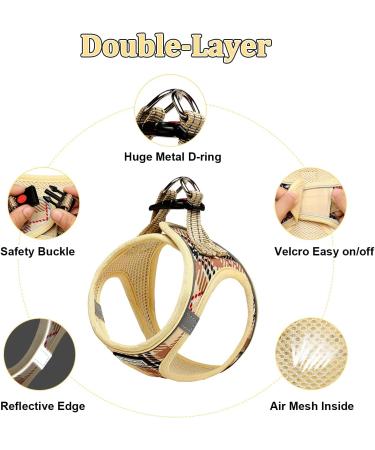 Suredoo Dog Harness for Small Dogs - Reflective & Breathable with Leash | Puppy Crockery for Medium Dogs - Beige M - Buy Online on GoSupps.com