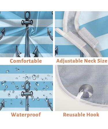 Blue Striped Anchor Beard Bib Apron | Beard Hair Catcher for Men | Perfect Father's Day Anniversary & Christmas Gift for Dad & Husband | Durable with Suction Cups - Buy Online on GoSupps.com