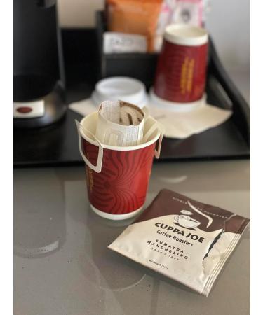 CuppaJoe Coffee Roasters Single Serve Pour Over Sumatra Mandheling Dark Roast Ground Coffee Filter Packs 8 x 18g - Buy Online on GoSupps.com