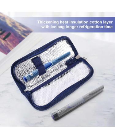 Pasuihcay Portable Insulin Cooler Bag Diabetic Insulin Travel Case Cooler Pill Box Aluminum Foil Ice Bag (Navy Blue) - Buy Online on GoSupps.com