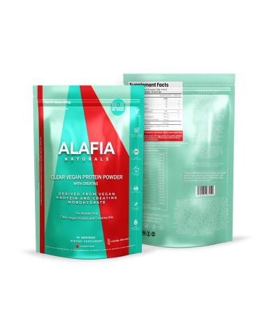 Alafia Naturals Clear Vegan Protein Powder with Creatine 30g Protein 5g Creatine 6g BCAA 0g Lactose Sugar Free Dairy Free Plant Based Strawberry 20 Servings