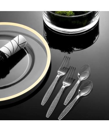 Clear Plastic Cutlery Set - (Bulk Pack 200 Pcs) Plastic Utensils Heavy Duty 100 Plastic Forks and 100 Spoons for Party Supplies Dinners Take-Out Catering Food Services - Buy Online on GoSupps.com