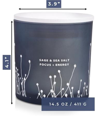 Buy White Sage Sea Salt 3 Wick Candle - 14.5 oz Soy Aromatherapy Candle for Home | Cleansing Energy Sage Scented Candle for Women & Men - Buy Online on GoSupps.com