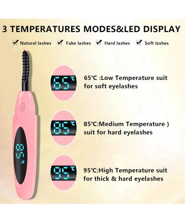 Buy Heated Eyelash Curlers - USB Rechargeable Electric Lash Curler with 3 Temp Settings for 24H Long-Lasting Curls - Light Pink - Buy Online on GoSupps.com