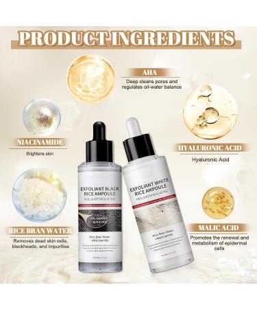 Peel Shot Glow Rice Ampoule Duo Exfoliant Visage Black and White Rice Exfoliante Peeling Visage Nettoyage Profond des Pores et Points Noirs pour Toutes les Peaux 2 * 80ML - Buy Online on GoSupps.com