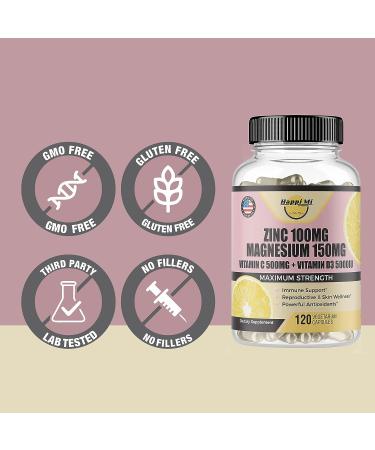 Happi Mi Nutrition Immune Support Supplement with Zinc 100mg, Magnesium Glycinate 150mg, Vitamin D3 5000 IU & Vitamin C 500mg - Antioxidant & Immune Booster Formula - Buy Online on GoSupps.com