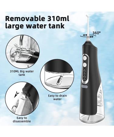 Water Flosser for Teeth Cleaning - Rechargeable Oral Irrigator with 4 Modes 4 Tips IPX7 Waterproof 310ML Tank - Powerful Dental Care (Black - Buy Online on GoSupps.com