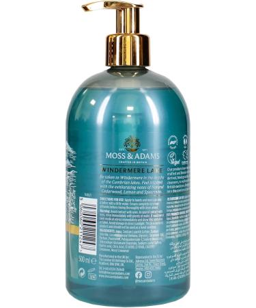 Moss & Adams Refreshing Antibacterial Vegan Handwash Windermere Lake Cedarwood 500ml - Buy Online on GoSupps.com