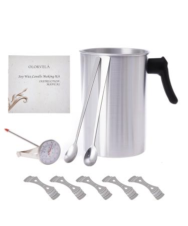 ENCANLIGHT Candle Making Supplies Candle Wax Melting Pot with Thermometer, Candle Pouring Pot Holds up to 4 Pounds Wax - Perfect Candle Making Kit for Candle Making, Soap Making or DIY Crafts 3L Pot Kit