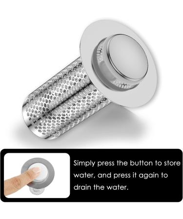 2 Pcs Bathroom Sink Stopper Stainless Steel Sink Drain Strainer Pop Up Floor Drain Filter Universal Sink Drain Stopper with Hair Catcher for 1.3-2.17 Inches Most Floor Drains and Sinks - Buy Online on GoSupps.com