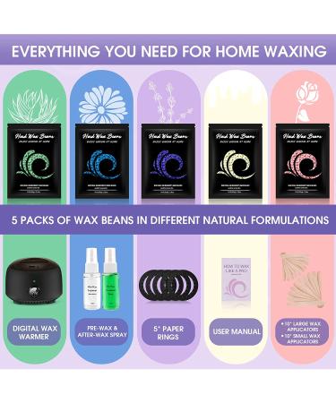 Waxing Kit for Women Men - Digital Wax Warmer with Hard Wax Beans and Applicators for Hair Removal - Ideal for Legs, Face, Underarm, Bikini, Sensitive Skin - Buy Online on GoSupps.com