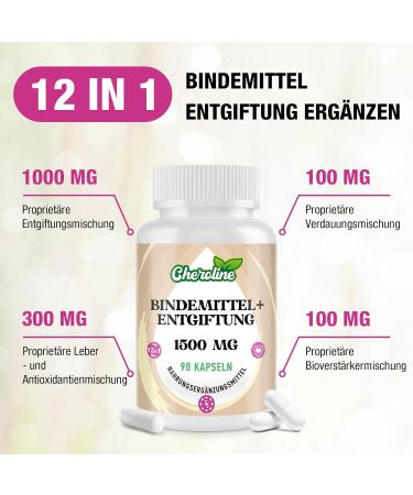 Cheroline Binder Detox Capsules 1500mg with Activated Carbon for Toxins Liver-Intestine Detox Supplement 12 in 1 for Digestion 90 Capsules (90 Count (Pack of 1)) - Buy Online on GoSupps.com