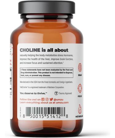 UMZU Choline Supplement for Cognitive & Hormonal Support - 30 Day Supply (90 Capsules) - Buy Online on GoSupps.com