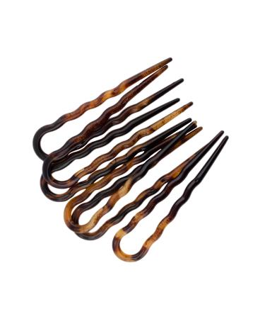 298-003 - Set 6 pieces of hair clamps 7 cm made in Italy - clips hairpins for hair and accessories hair knot turtle color brown tortie