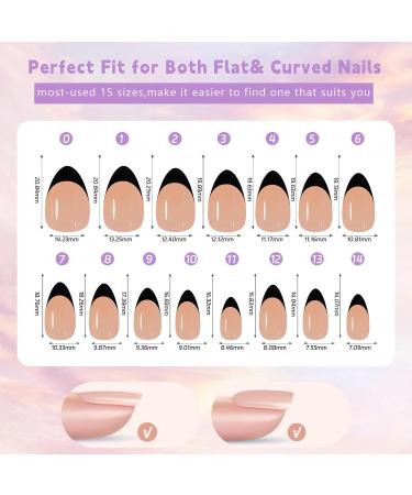 Black Tip Press On Nails Short | Wearable French Tip Nail Kit With No Trace - Nail Decoration Kits For Beginners Hobbyists Enthusiasts Professionals French Black Wear 15 - Buy Online on GoSupps.com
