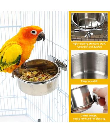 Stainless Steel Bird Feeding Dish Cups Set with Stand - Parrot Food Bowl for Bird Cage - Buy Online on GoSupps.com