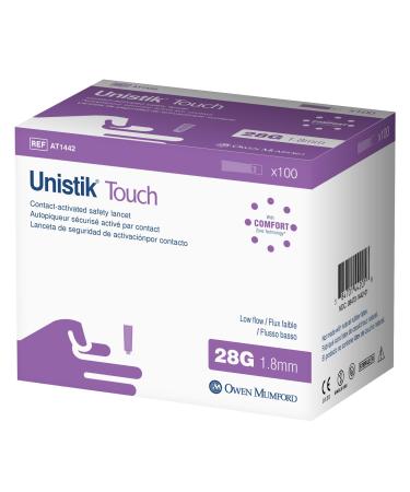 Owen Mumford Unistik Touch Low Flow Safety Lancets (28G) 100 Count 28G X 1.8mm 100 Count