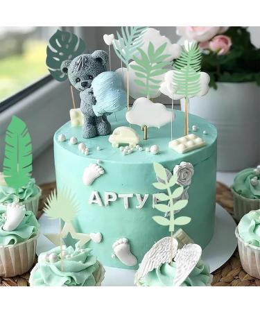 7Pcs Tropical Palm Leaves Cake Topper Greenery Cake Decorations Palm Leaves Personalised Birthday Cake Decoration Green Leaf Forest Cupcake for Hawaiian Themed Birthday Party Supplies - Buy Online on GoSupps.com