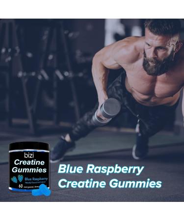 Bizi CREATINE Gummies 1000mg - Blue Raspberry Flavor - Pre-Workout Supplement for Men & Women - Vegan & Gluten Free - 60 ct - Buy Online on GoSupps.com