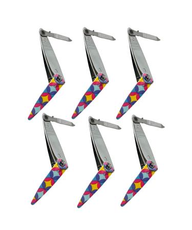 6 ALAZCO Precision Mini Stainless Steel Nail Clippers with Swiveling Nail File Nailcare Sharp Fingernail Clipper Classic Retro Style