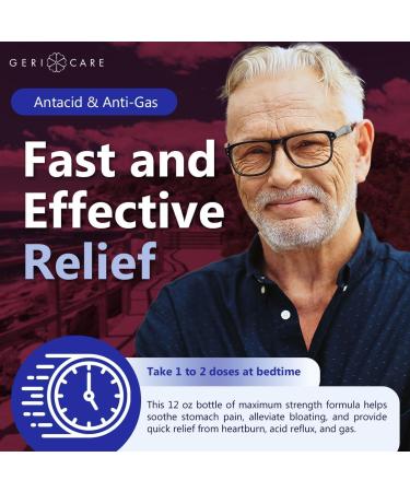 GeriCare Antacid Liquid & Anti-Gas Relief Maximum Strength for Heartburn Acid Reflux Sour Stomach Pressure & Bloating Acid Indigestion & Gas Vanilla Caramel Flavor (2) - Buy Online on GoSupps.com
