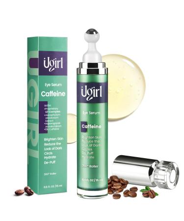 Eye Cream for Dark Circles and Puffiness Anti-Aging Caffeine Under Eye Serum for Fine Lines and Wrinkles with 360 Cooling Applicator 0.5 Fl Oz Stocking Stuffers for women Pear green