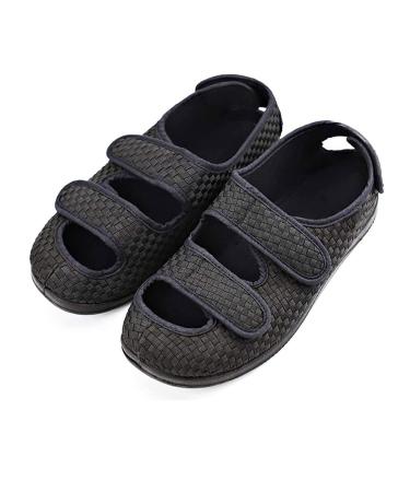 Extra Wide Diabetic Shoes for Women with Swollen Feet Adjustable Velcro Orthopedic Sandals Arthritis Edema Feet Footwear Comfy Breathable Walking Slippers(Size:34 Color:Black) 34 Black