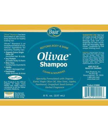 Buy Baar Olivae Organic Olive Oil Shampoo - Nourishing Hair Care with Aloe Vera & Jojoba Oil | 8 oz for All Hair Types - Buy Online on GoSupps.com