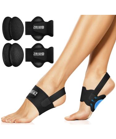 Arch Support Strap for Plantar Fasciitis Relief Design for Wearable Non-Slip Arch Support with 2 Pairs of Arch Pads of Different Heights for Flat Feet High Arches and Fallen Arches Black