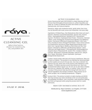 Raya Active Facial Cleansing Gel (G-107) Purifying and Hydrating Makeup Remover Gentle Gel Cleanser for Oily Sensitive and Combination Skin Deep Cleansing Formula for Balanced Skin 16 Ounce (Pack of 1) - Buy Online on GoSupps.com