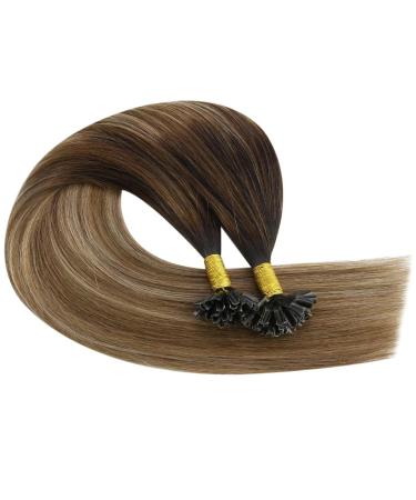 Ugeat 45cm U Tip Real Hair Extensions - Keratin Bonding Dark Brown to Light Gold 50g 50 Strands - Premium Quality - Buy Online on GoSupps.com