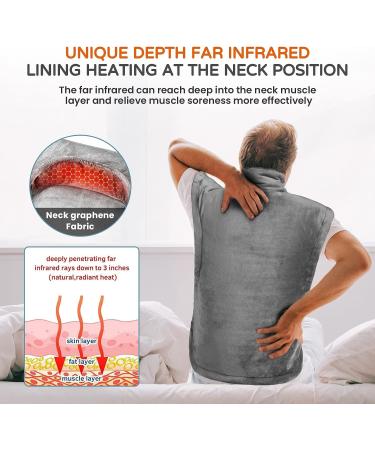 Large Electric Heating Pad for Back Pain Relief - 4 Heating Levels, Auto Shut Off, Moist Therapy - Washable 24x35 Grey - Buy Online on GoSupps.com