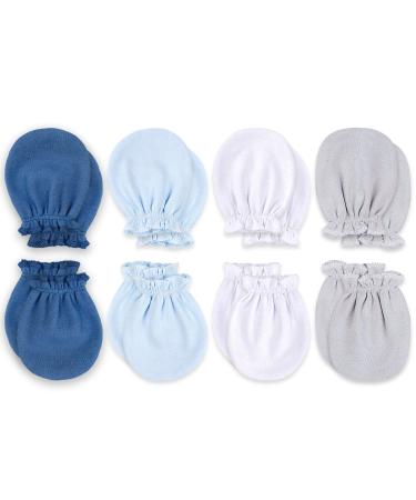 Kiddycare No Scratch Mittens Newborn/Baby Mittens Newborn. GOTS Organic Baby Mittens which are Baby Essentials for Newborn. Warm and Soft Baby Gloves and Mittens Baby Newborn 8pck - Solid 8 Pairs Ocean