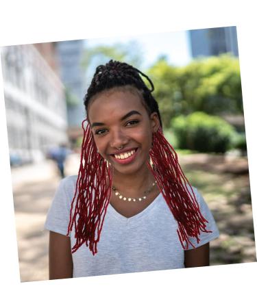 Healeved Dirty Little Braids Dreadlock Extensions Braided Long Dreadlocks Fashionable Hair Wig Hair Extensions Dreadlock Crochet Hair Clip on Ponytails for Women High Temperature Wire 90X8CM Claret - Buy Online on GoSupps.com