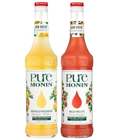 Pure by Monin Mango Passion and Red Fruits For Sugarless or Low Sweetened Drinks 2x70cl