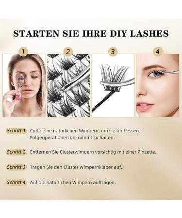 Cluster Lashes QueWel 72 PCS - DIY Eyelash Extensions Soft Individual D Curl 8-16mm Length for Home Makeup - Buy Online on GoSupps.com
