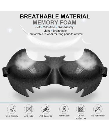 Superhero 3D Contoured Memory Foam Sleeping Mask | Adjustable Straps | Black Bats Eye Covers | Halloween Decor - Buy Online on GoSupps.com