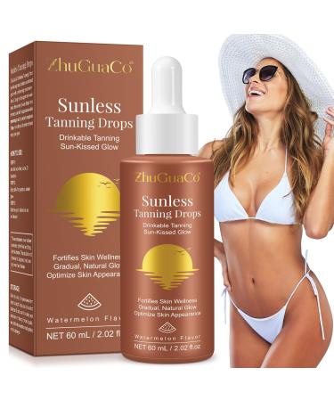 Gouttes Autobronzantes A Boire - S rum Tanning Sans Soleil Naturel Et Progressif Sunless Tanning Drops Sant Et Pigmentation De La Peau Hydratant Rapide Bronzage Tous Types De Peau
