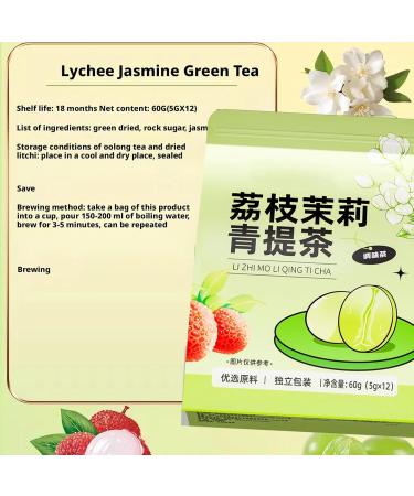 XFLHXY Lychee Jasmine Green Grape Oolong Tea Premium Loose Tea Natural Fruit & Flower Infusion Refreshing Iced Tea Option 21oz60g Green 12 bags - Buy Online on GoSupps.com